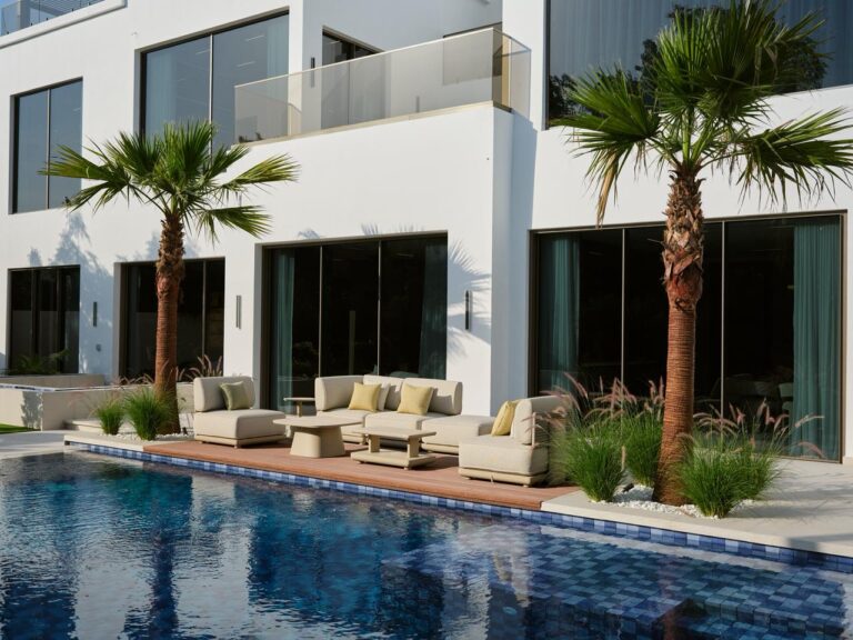 Back view of Wellness focused villa in Dubai al Barari